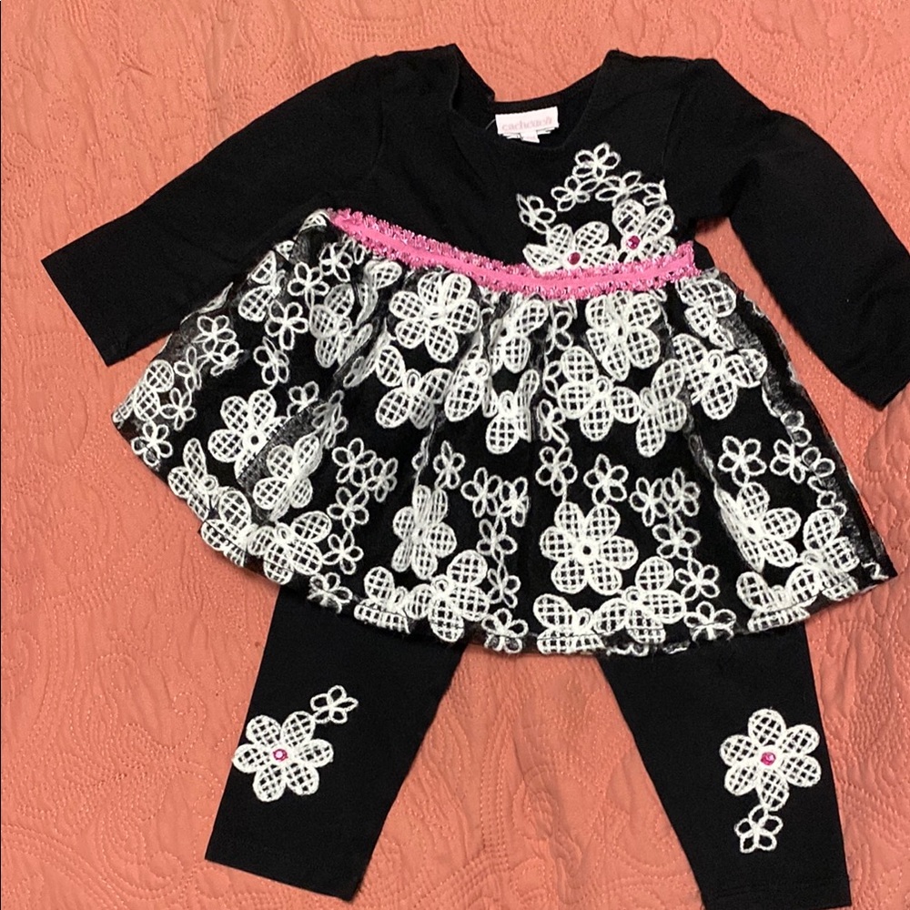 Floral Black and White Kids Matching Set